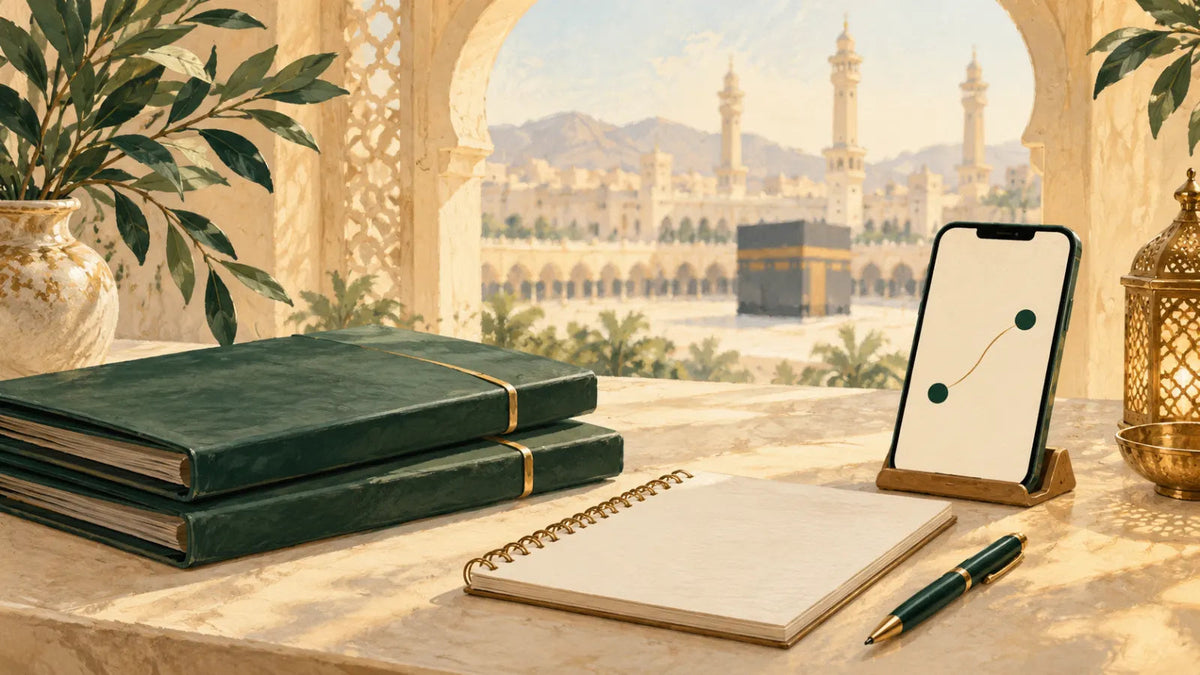 Illustration IA : dossiers, carnet et écran symbolisant le suivi d’une prestation à distance.