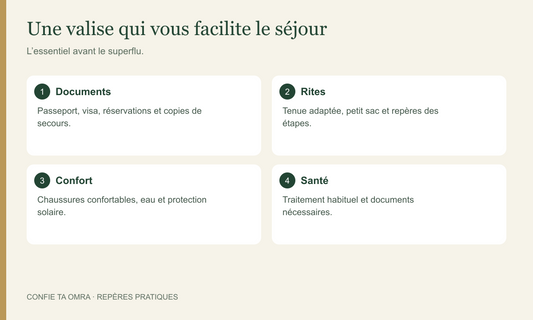 Première Omra : checklist de préparation et valise