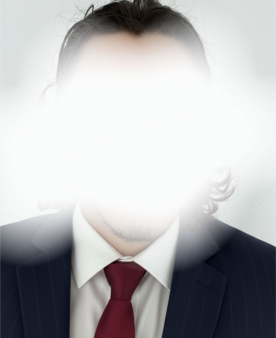 Co founder wearing a suit with a blurred face on a white background