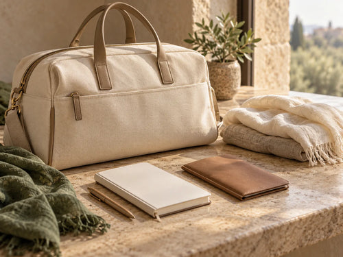 Un sac et un carnet pour préparer le voyage