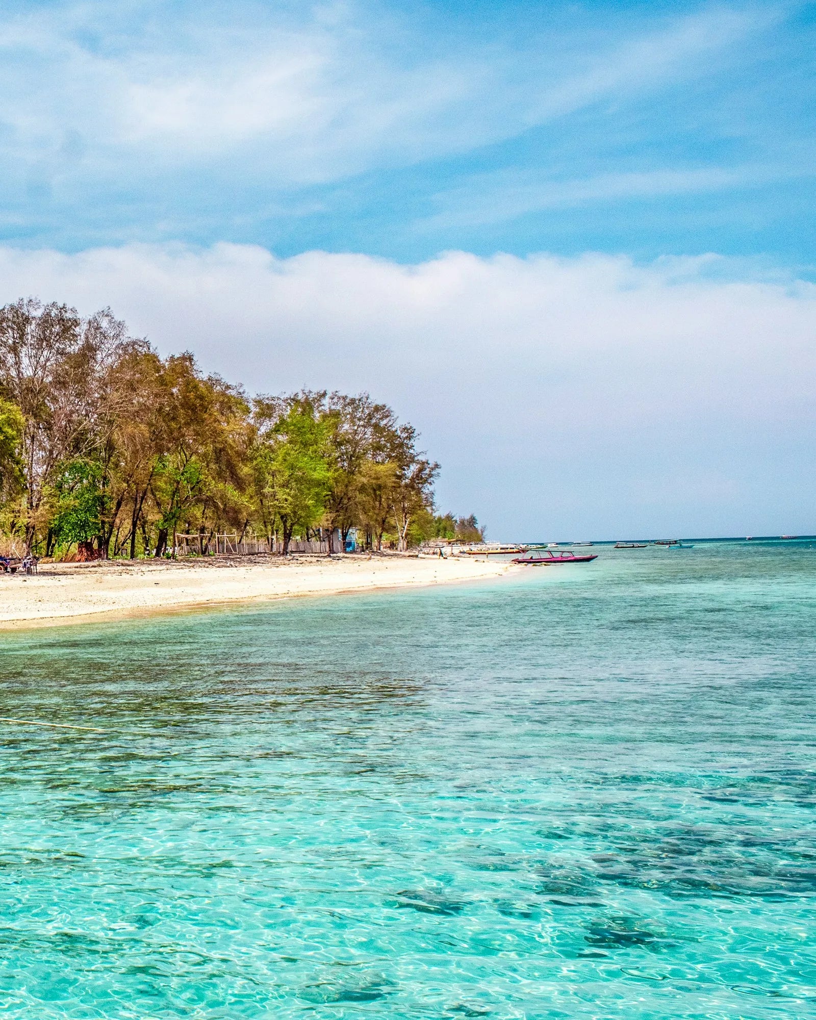 Plage et eau claire de Gili Meno, au large de Lombok en Indonésie